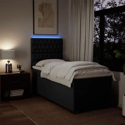 Boxspring met matras stof zwart 140x190 cm