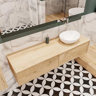 Mondiaz Lush Barco badmeubel Washed oak 150 cm 2 lades mdf 1 waskom rechts zonder kraangat