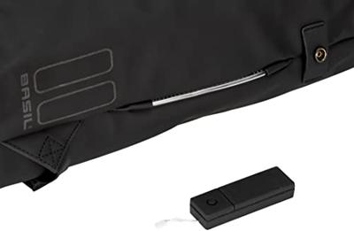 Basil soho nordlicht fietsrugzak - zwarte moderne rugzak met led-verlichting voor dames/heren/elektrische fiets - waterdicht - 17l - zwart - thumbnail