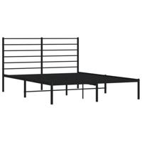 Bedframe met hoofdbord metaal zwart 135x190 cm - thumbnail