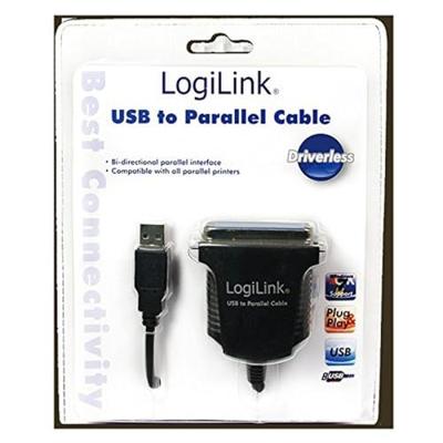 LogiLink Aansluitkabel USB 1.1, Parallel [1x Centronics-bus - 1x USB 1.1 stekker A] 1.70 m Zwart