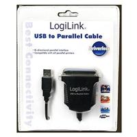 LogiLink Aansluitkabel USB 1.1, Parallel [1x Centronics-bus - 1x USB 1.1 stekker A] 1.70 m Zwart - thumbnail