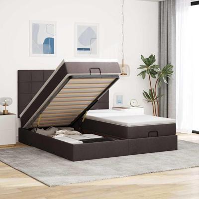 Ottoman bed met matrassen 200x200cm stof donkerbruin