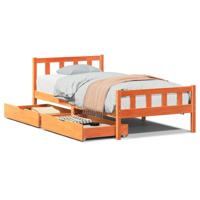 Bedframe zonder matras massief grenenhout wasbruin 75x190 cm - thumbnail