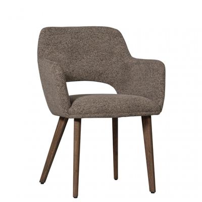 WOOOD Eetkamerstoel 'Murat' Chenille, kleur Taupe/Bruin