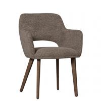 WOOOD Eetkamerstoel 'Murat' Chenille, kleur Taupe/Bruin - thumbnail