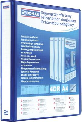 DONAU personaliseerbare ringmap, PP, ft A4, 4 D-ringen van 16 mm, blauw DONAU personaliseerbare ringmap, PP, ft A4, 4 D-ringen van 16 mm, blauw