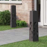 VidaXL Solar led pad licht 2 pcs zwart koudgewalst staal - thumbnail