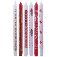 Creativ Company Adventkaarsen, h: 30 cm, d 22 mm, rood, wit, 24 stuk/ 1 doos - thumbnail
