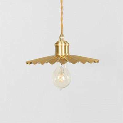 Zuiver koper single head Vintage nostalgische Brass geplooid kroonluchter met 5W wit licht LED