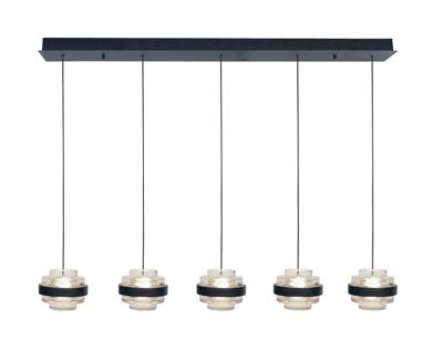 Highlight HanglampDynasty zwart recht 5-lichts met helder glas - H5507.20