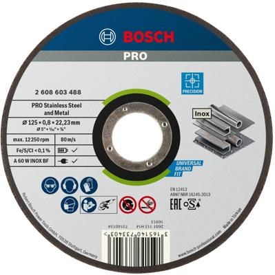 Bosch Accessoires Doorslijpschijf recht Best for Inox - Rapido A 60 W INOX BF, 125 mm, 22,23 mm, 0,8 mm 1st - 2608603488