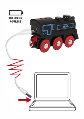 BRIO World Oplaadbare locomotief met mini USB- kabel