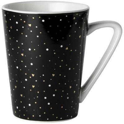 Dutch Rose loft zwart-wit mok zwart met glitters 31 cl