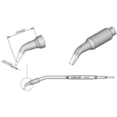 JBC Tools C250405 Soldeerpunt Beitelvorm, gebogen Grootte soldeerpunt 0.8 mm Lengte soldeerpunt: 12 mm Inhoud: 1 stuk(s) JBC Tools C250405 Soldeerpunt Beitelvorm, gebogen Grootte soldeerpunt 0.8 mm Lengte soldeerpunt: 12 mm Inhoud: 1 stuk(s)