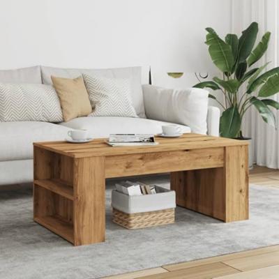 Salontafel 102x55x42 cm bewerkt hout artisanaal eikenkleur