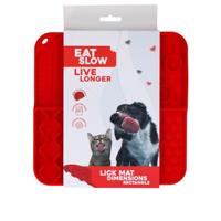 Eat Slow Live Longer Lick Mat Dimensions Rectangle Red - thumbnail