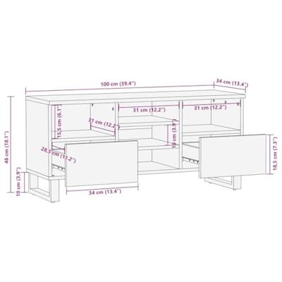 Tv-meubel 100x34x46 cm massief mangohout