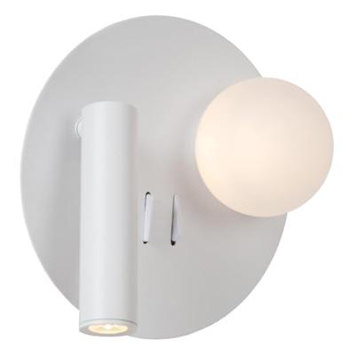Lucide MATIZ - Bedlamp / Wandlamp - Ø 16,5 cm - LED - 3000K - Met USB oplaadpunt - Wit