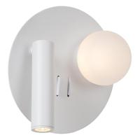 Lucide MATIZ - Bedlamp / Wandlamp - Ø 16,5 cm - LED - 3000K - Met USB oplaadpunt - Wit - thumbnail