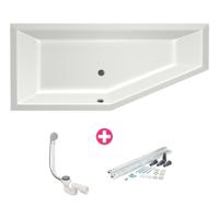 Ligbad Xenz Society compact | Links | 160x90 cm | Incl.Badafvoer | Met overloop | Acryl | Mat wit - thumbnail