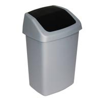 Sunware Delta Prullenbak Met Swingdeksel 10 L Zilvergrijs - thumbnail