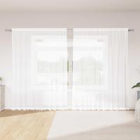 VidaXL Kantgordijn met gordijnen bloemen wit 200 x 300 cm polyester - thumbnail