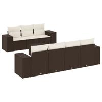 8-delige Loungeset met kussens poly rattan bruin - thumbnail