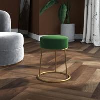 Hocker rond fluweel groen - thumbnail