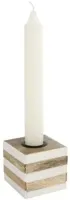 Van Manen kandelaar hout rond 6x5cm wit - thumbnail