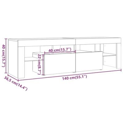 Tv-meubel met LED 140x36,5x40 cm bewerkt hout oud hout