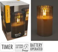 LED KAARS IN GLAS 12,5CM GRIJS - thumbnail