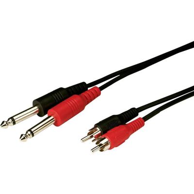 Monacor 0064980 Audio Verbindingskabel [2x Cinch-stekker - 2x Jackplug male 6,3 mm (mono)] 3 m Zwart