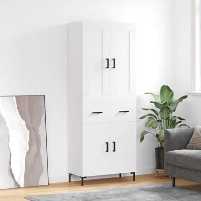 Hoge kast 69,5x34x180 cm bewerkt hout wit