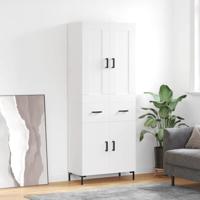 Hoge kast 69,5x34x180 cm bewerkt hout wit - thumbnail