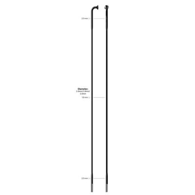 Sapim spaak 14-288l race rvs zwart zonder nippel (100st)