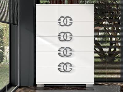 Hoge commode DAPHNE 5 lades hoogglans wit Hoge commode DAPHNE 5 lades hoogglans wit