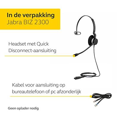 Jabra BIZ™2300 Over Ear headset Kabel Mono Zwart Noise Cancelling Telefoon Jabra BIZ™2300 Over Ear headset Kabel Mono Zwart Noise Cancelling Telefoon