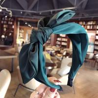 Konijn oren doek Bow hoofdband meisjes haar hoepel bands accessoires (donkergroen) - thumbnail