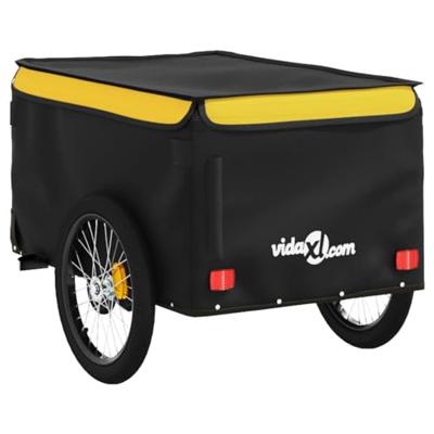 VidaXL Fietstrailer 30 kg ijzer zwart en geel - thumbnail