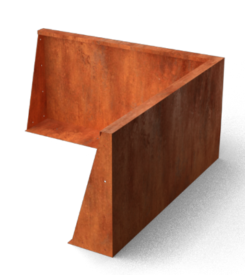 Fronta Keerwanden Cortenstaal Hoekstuk Buitenhoek 1000 x 200 x 750 mm Geroba - Geroba
