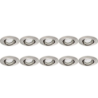 Spot Armatuur 10 Pack - Pragmi Alpin Pro - GU10 Inbouwspot - Rond - Nikkel - Aluminium - Kantelbaar - Ø92mm