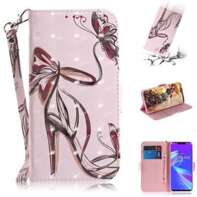 3D gekleurde tekening Butterfly hoge hakken schoenen patroon horizontale Flip lederen case voor ASUS Zenfone Max (m2) ZB633KL met houder & kaartsleuv 3D gekleurde tekening Butterfly hoge hakken schoenen patroon horizontale Flip lederen case voor ASUS Zenfone Max (m2) ZB633KL met houder & kaartsleuv