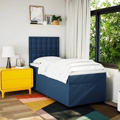 Boxspring met matras stof blauw 80x200 cm