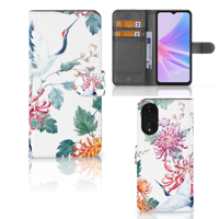 OPPO A78 5G | A58 5G | Telefoonhoesje | Met pasjeshouder | Bird Flowers - thumbnail