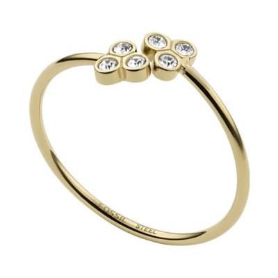 Fossil JF04114710 Ring Sutton staal goudkleurig-wit Fossil JF04114710 Ring Sutton staal goudkleurig-wit