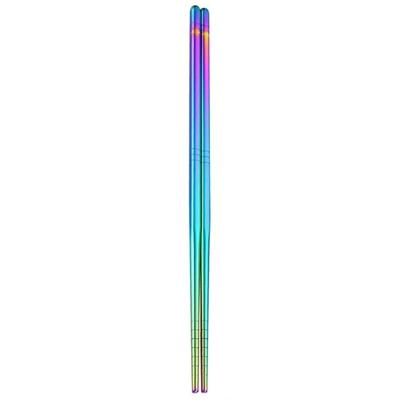 1 paar RVS servies kleurrijke herbruikbare metalen eetstokjes servies lengte: 23cm (Multicolor)