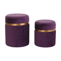 Voetensteun DKD Home Decor Polyester MDF Bordeaux (39 x 39 x 49 cm) - thumbnail