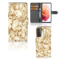 Samsung Galaxy S21 | Bookcase | Marmer Goud - thumbnail