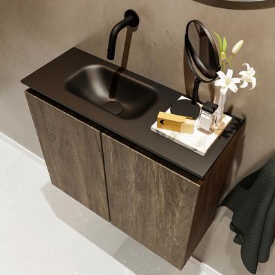 MONDIAZ TURE 60cm toiletmeubel dark brown. EDEN wastafel urban links geen kraangat